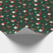 Weihnachtsgnomenurlaub dunkelgrün geschenkpapier (Ecke)