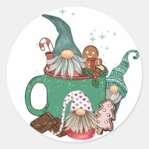 Weihnachtsgnomes & Cocoa Runder Aufkleber