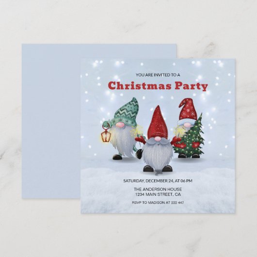 Weihnachtsgnomes Einladung (Vorne/Hinten)