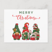 Weihnachtsgnomes Feiertagspostkarte (Vorderseite)
