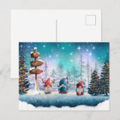 Weihnachtsgnomes Feiertagspostkarte (Vorne/Hinten)
