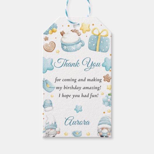 Weihnachtsgnomes Geburtstagsparty Geschenkanhänger (Vorderseite)