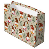 Weihnachtsgnomes Geschenkmuster Große Geschenktüte (Rückseite Schrägansicht)