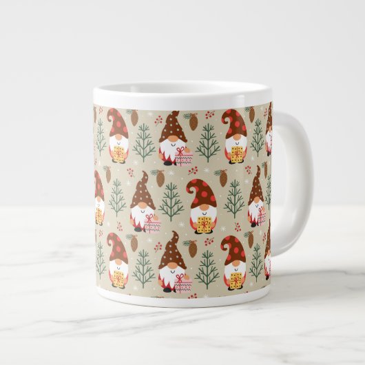 Weihnachtsgnomes Geschenkmuster Jumbo-Tasse (Vorderseite Rechts)