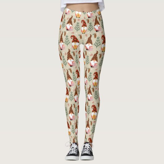 Weihnachtsgnomes Geschenkmuster Leggings (Vorderseite)