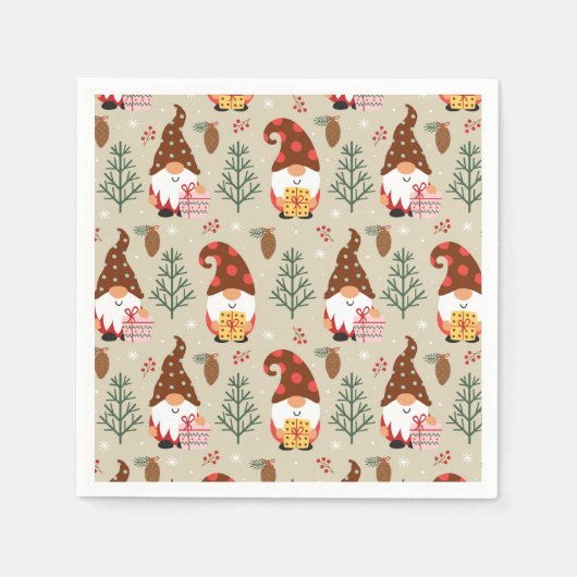 Weihnachtsgnomes Geschenkmuster Serviette (Vorderseite)