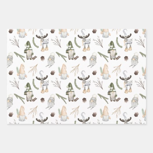 Weihnachtsgnomes Geschenkpapier Set (Vorderseite)