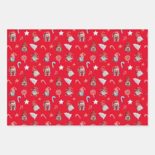 Weihnachtsgnomes Geschenkpapier Set (Vorderseite)