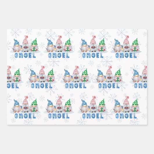 Weihnachtsgnomes GNOEL Winterschneeflocke Geschenkpapier Set (Vorderseite 3)