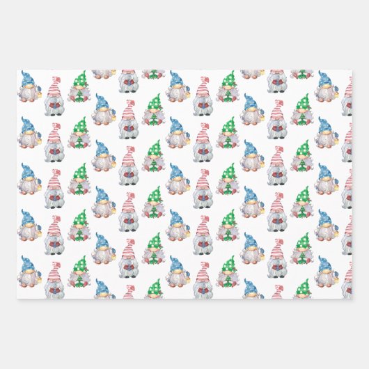 Weihnachtsgnomes GNOEL Winterschneeflocke Geschenkpapier Set (Vorderseite)