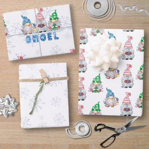 Weihnachtsgnomes GNOEL Winterschneeflocke Geschenkpapier Set
