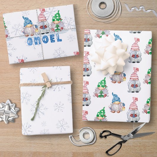 Weihnachtsgnomes GNOEL Winterschneeflocke Geschenkpapier Set