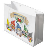 Weihnachtsgnomes Große Geschenktüte (Vorderseite Schrägansicht)