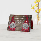 Weihnachtsgnomes Jahresgrüße Rustikales Holz Ca Karte (Gelbe Blume)