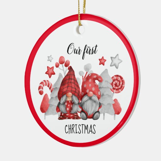 Weihnachtsgnomes Keramik Ornament (Links)