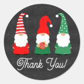 Weihnachtsgnomes Niedlicher Urlaub Danke Runder Aufkleber (Vorderseite)