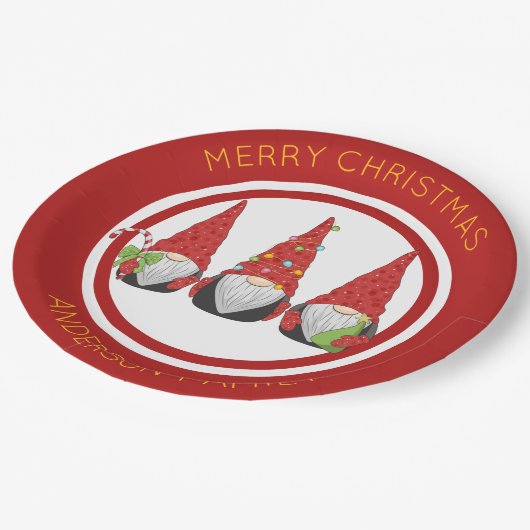 Weihnachtsgnomes Pappteller (Schrägansicht)