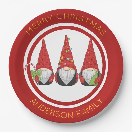 Weihnachtsgnomes Pappteller (Vorderseite)