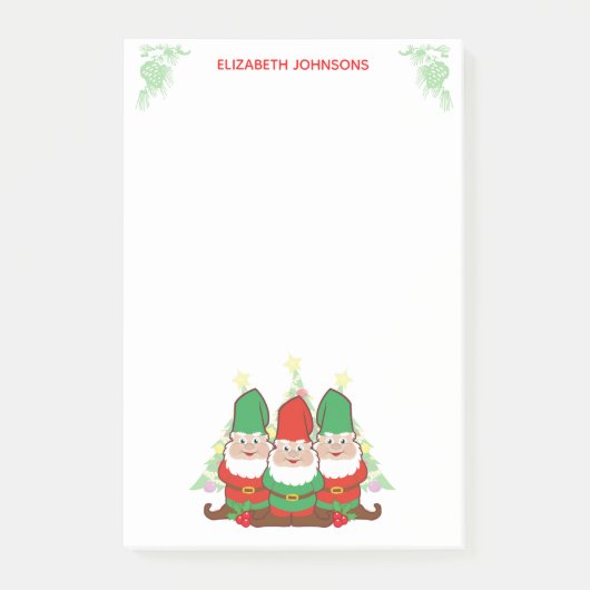 Weihnachtsgnomes Personalisiert Post-it Klebezettel (Vorderseite)
