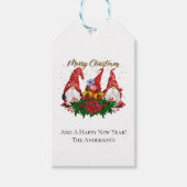 Weihnachtsgnomes Poinsettia Whimsical Woodland Geschenkanhänger (Vorderseite)