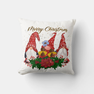 Weihnachtsgnomes Poinsettia Whimsical Woodland Kissen