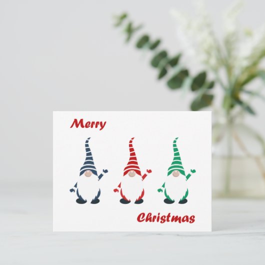Weihnachtsgnomes Postkarte (Stehend Vorderseite)