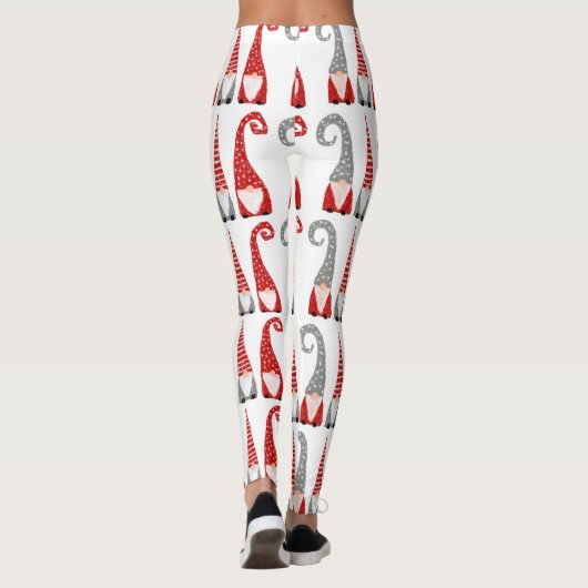 Weihnachtsgnomes Red Gray Holiday Pattern Leggings (Rückseite)