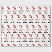 Weihnachtsgnomes Red White Gray Stripe Muster Geschenkpapier (Flach)