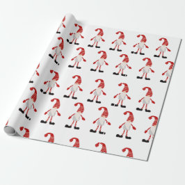 Weihnachtsgnomes Red White Gray Stripe Muster Geschenkpapier