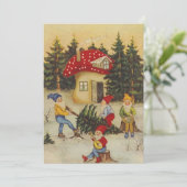 Weihnachtsgnomes schneiden Weihnachtsbaum Feiertagskarte (Stehend Vorderseite)