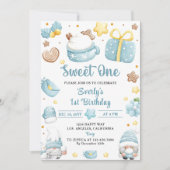 Weihnachtsgnomes Sweet One 1. Geburtstag Party Einladung (Vorderseite)