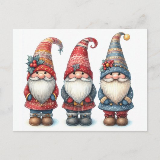 Weihnachtsgnomes Trio Postcard Postkarte (Vorderseite)