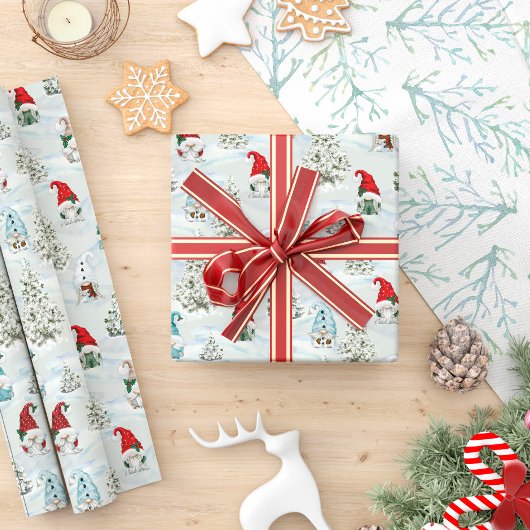 Weihnachtsgnomes Wasserfarbenurlaub Geschenkpapier