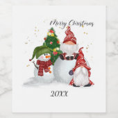 Weihnachtsgnomes Weinetikett (Einzelnes Label)