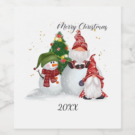 Weihnachtsgnomes Weinetikett (Einzelnes Label)