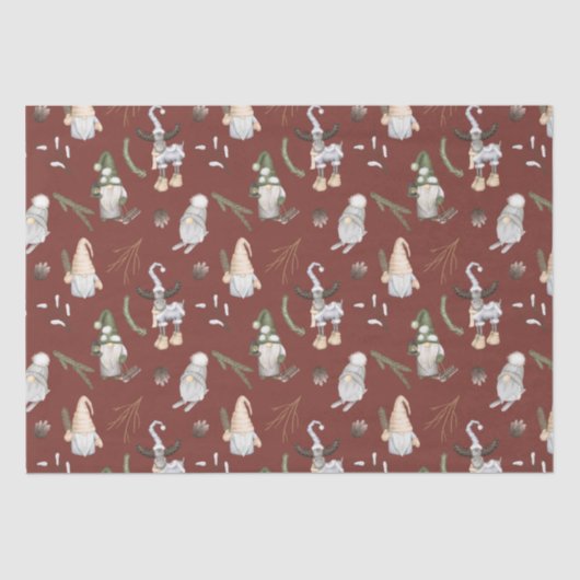 Weihnachtsgnomes Woodland Tissue Paper Seidenpapier (Vorderseite)