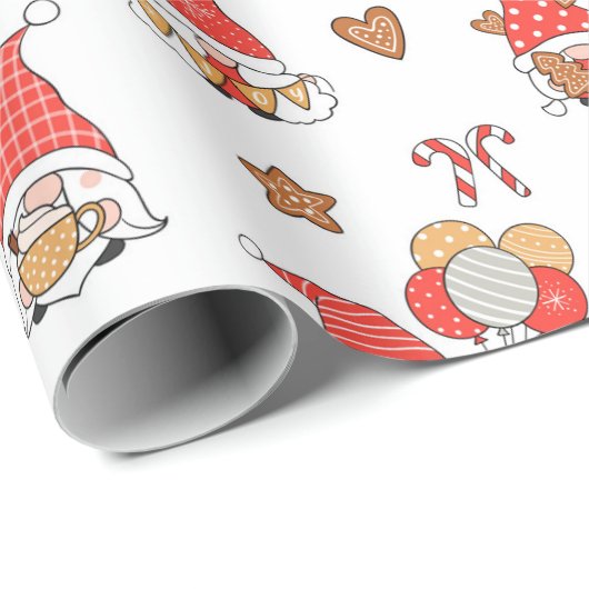 Weihnachtsgnomes Wrapping Paper Geschenkpapier (Rolleneckpunkt)