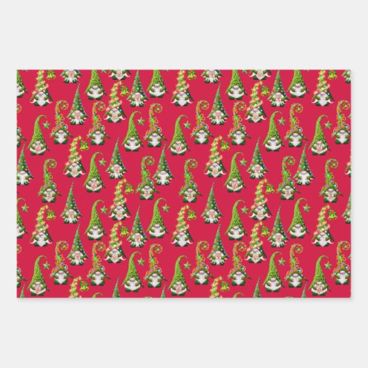 Weihnachtsgnomes Wrapping Paper Geschenkpapier Set (Vorderseite 2)