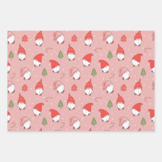 Weihnachtsgnomes Wrapping Paper Set von 3 Geschenkpapier Set (Vorderseite 3)