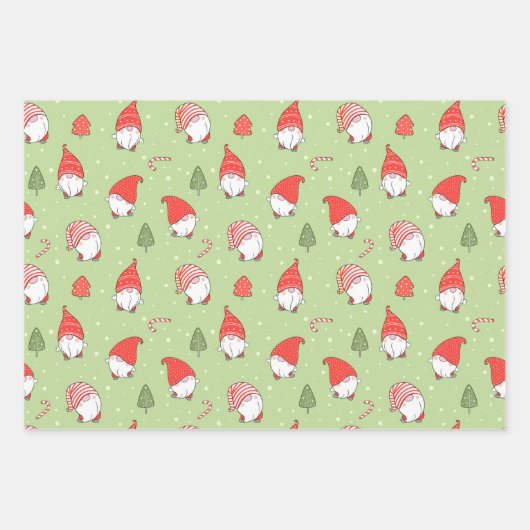 Weihnachtsgnomes Wrapping Paper Set von 3 Geschenkpapier Set (Vorderseite 2)