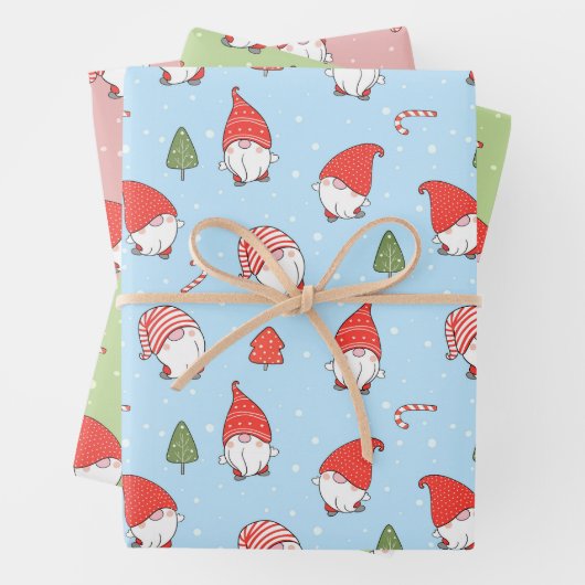 Weihnachtsgnomes Wrapping Paper Set von 3 Geschenkpapier Set (Beispiel)