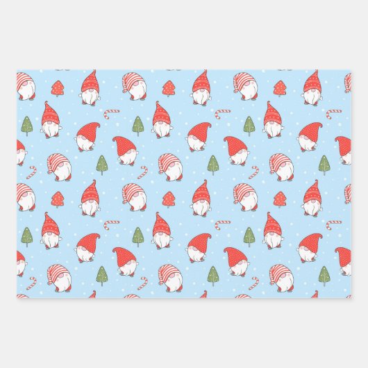 Weihnachtsgnomes Wrapping Paper Set von 3 Geschenkpapier Set (Vorderseite)