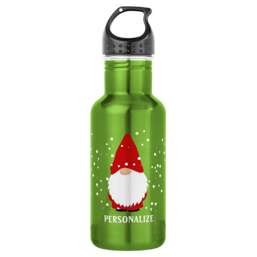 Weihnachtsgnomflasche mit individuelle Name Edelstahlflasche (Vorderseite)