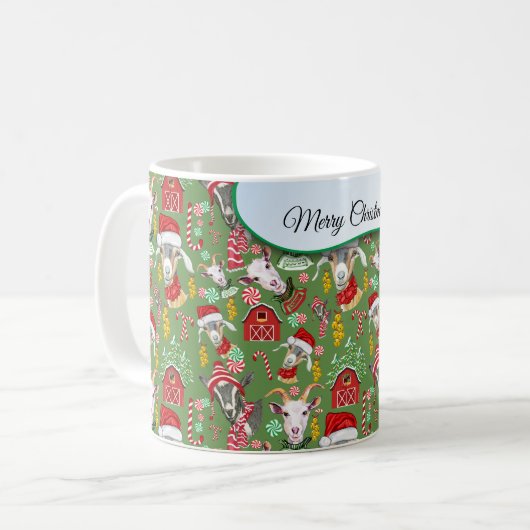 Weihnachtsgoaten Candy and Jingle Bells GetYerGoat Kaffeetasse (Vorderseite Links)