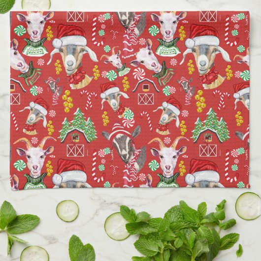 Weihnachtsgoaten Candy and Jingle Bells GetYerGoat Küchentuch (Gefaltet)