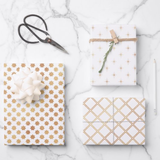 Weihnachtsgold abstraktes Muster Geschenkpapier Set (Vorderseite)