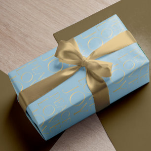 Weihnachtsgold-blaue Typografie Peace Liebe Joy Geschenkpapier