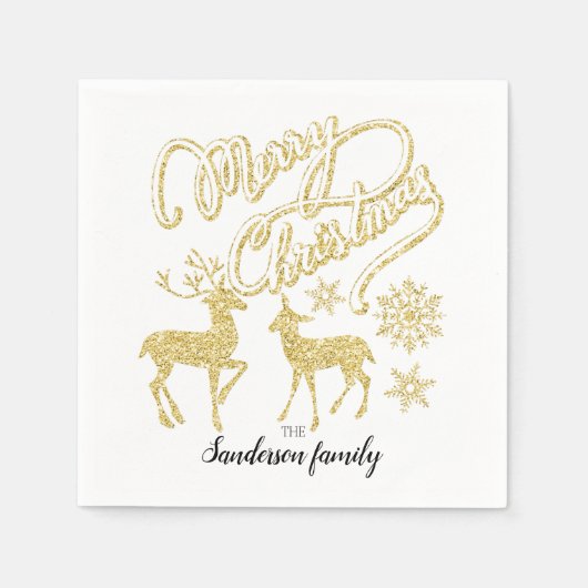 Weihnachtsgold Glitzer Weihnachtsgold Serviette (Vorderseite)