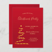 Weihnachtsgold Moderne Party Einladung Postkarte (Vorne/Hinten)
