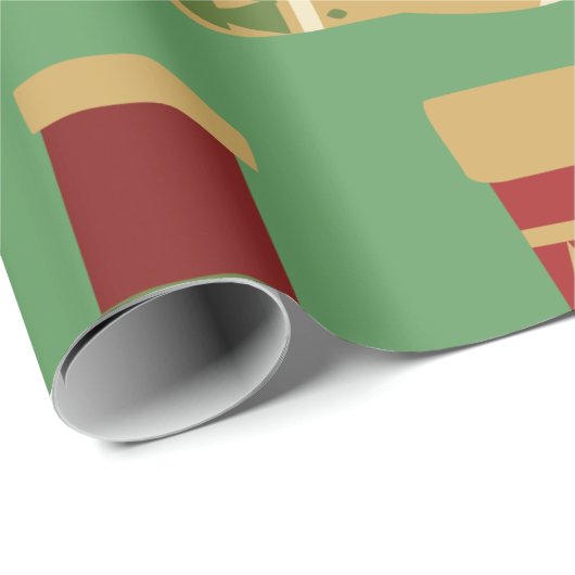 Weihnachtsgold, Rot, Grüne Socken Geschenkpapier (Rolleneckpunkt)